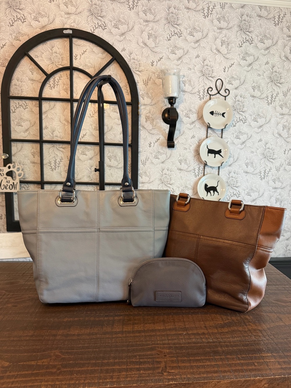 Tignanello Set of 3 - 2 Totes and a Pouch